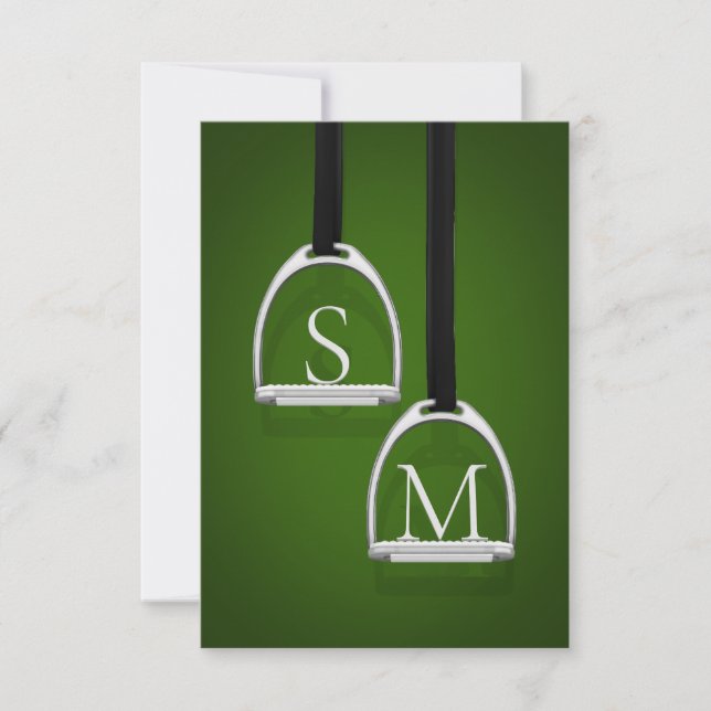 Monogrammed Stirrup Järn Hunter Grönt Equestrian Tack Kort (Framsida)