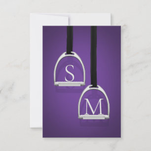 Monogrammed Stirup Järn Mörk Lila Equestrian Tack Kort