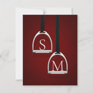 Monogrammed Stirup Järn Mörk Red Equestrian Anteckningskort