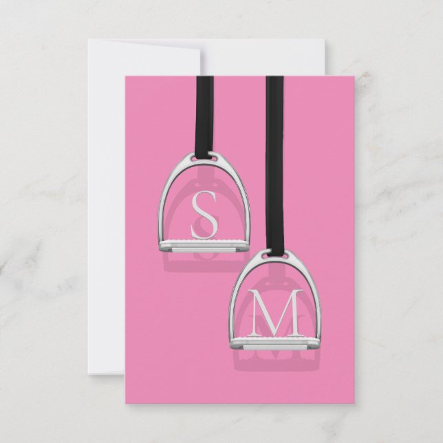 Monogrammed Stirup Järn Rosa Equestrian Tack Kort (Framsida)