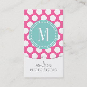 Monogrammed stor polka dots flickaktigt för rosor visitkort