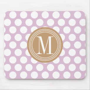 Monogrammed stor polka dots för lavendel & för musmatta