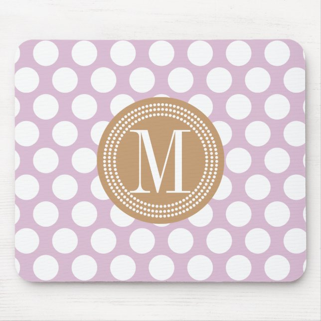 Monogrammed stor polka dots för lavendel & för musmatta (Framsidan)