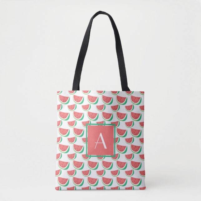 Monogrammed Summer Bags Watermelon Mönster Tygkasse (Framsida)