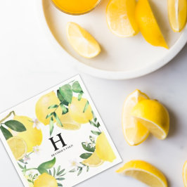 Monogrammed Summer Lemon Garden Gult Pappersservett