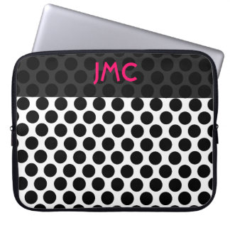 Monogrammed svart Dottie Laptop Sleeve