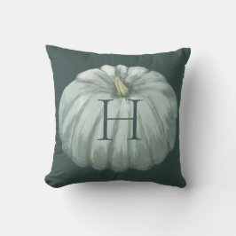 Monogrammed Teal Fall Pumpkin Kudde