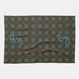 Monogrammed Teal Medallions Kökshandduk