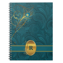Monogrammed Teal Peacock för skrivprogrammet