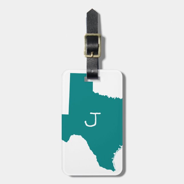 Monogrammed Teal Texas Bagagebricka (Vertikal Framsida)