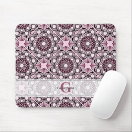Monogrammed Tile Dusky Ro Cherry Blommar Mandala Musmatta