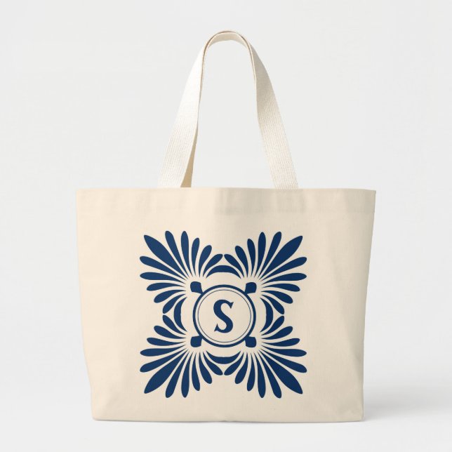 Monogrammed tote bags: Blåttblommönster Jumbo Tygkasse (Framsidan)