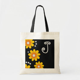 Monogrammed tote bags:: Gula blommor Tygkasse