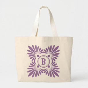 Monogrammed tote bags: Purpurfärgad blommönster Jumbo Tygkasse