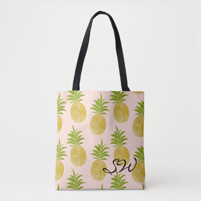 Monogrammed toto för Posh ananas Tygkasse (Framsida)