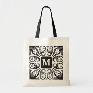Monogrammed totoHänga lösVit blom- gräns Tygkasse