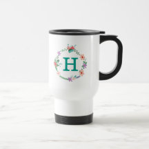 Monogrammed travel mug för blom- kran