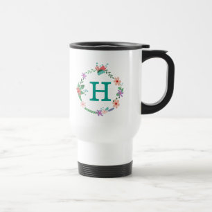 Monogrammed travel mug för blom- kran resemugg