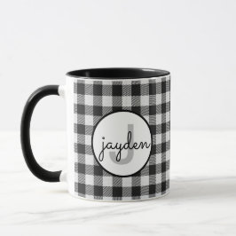 Monogrammed trendig Black and White Buffalo Play Mugg