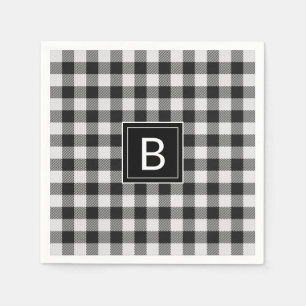 Monogrammed trendig Black and White Buffalo Play Pappersservett