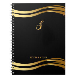 Monogrammed Trendig Black och Guld Stil Anteckningsbok