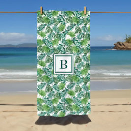 Monogrammed Tropical Handflatan Löv Mönster