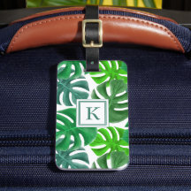 Monogrammed Tropical Handflatan Löv Mönster
