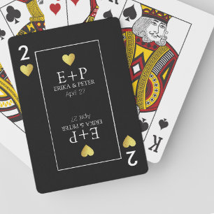 Monogrammed två av Hearts bröllopsfavoriter Casinokort