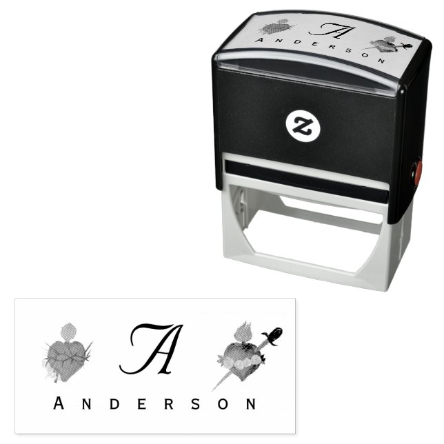 Monogrammed Two Hearts Catholic Wedding Självfärgande Stämpel (In Situ)