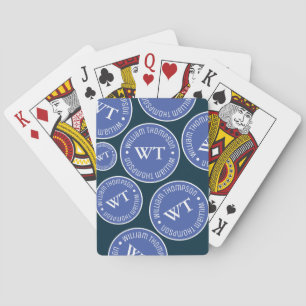 Monogrammed upprepade blå cirklar i namn casinokort