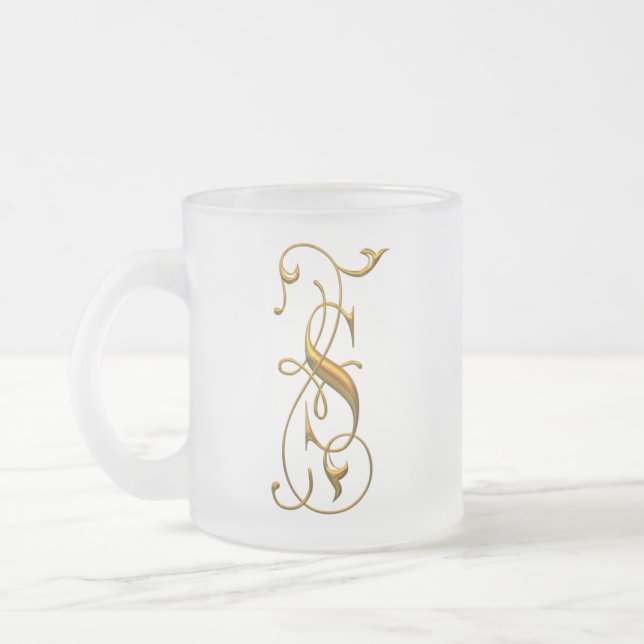 Monogrammed utsmyckat S Frostad Glasmugg (Vänster)