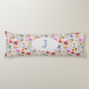 Monogrammed Vår Wildblomma & Adsible Hedgehogs Kroppskudde
