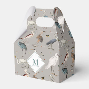 Monogrammed vattenfärg Heron Bird Egret Natature Presentaskar
