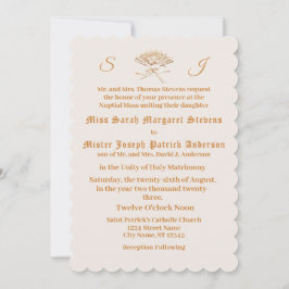 Monogrammed Victorian Fläkt Inbjudningar