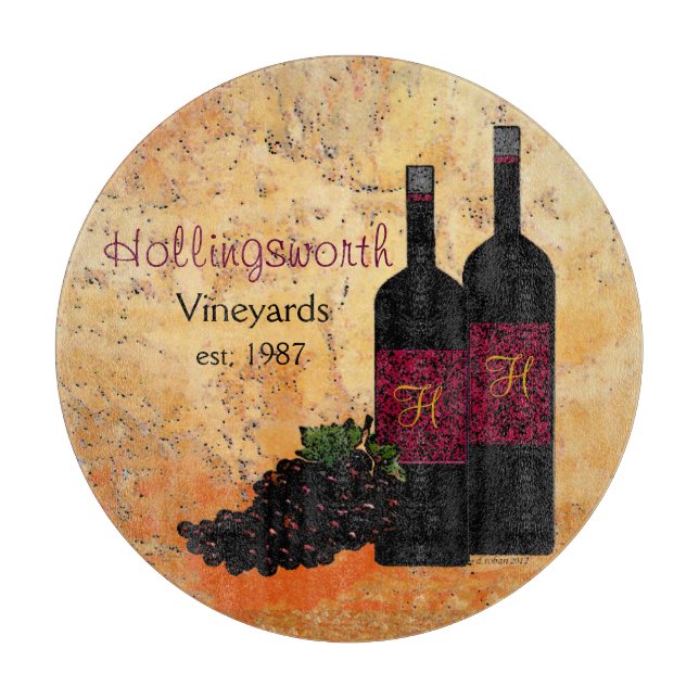 Monogrammed vinflaskor och druvor (Framsidan)