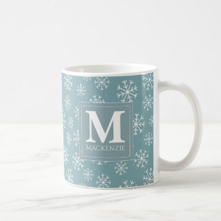 Monogrammed vintersnöflingorhelgdag kaffemugg