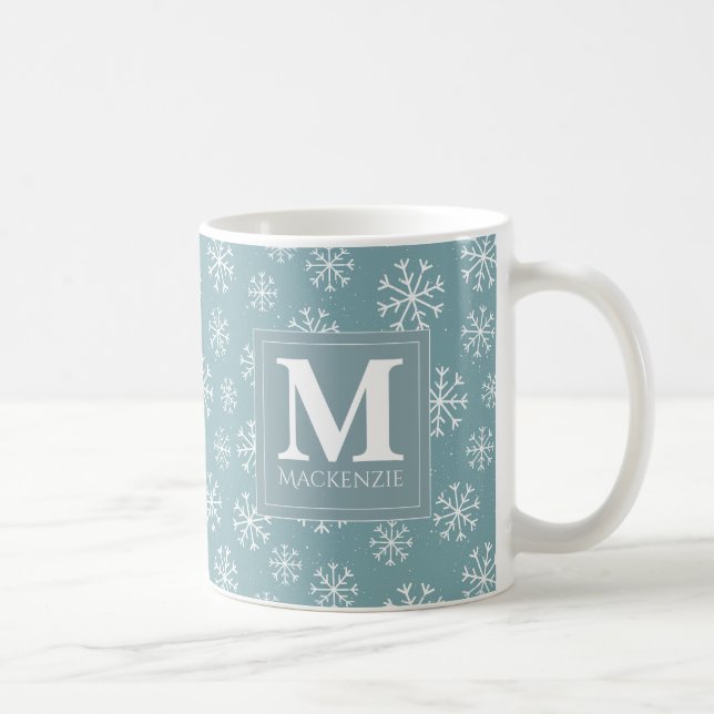 Monogrammed vintersnöflingorhelgdag kaffemugg (Höger)
