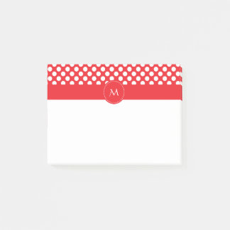 Monogrammed White and Red Polka Dot Post-it Block