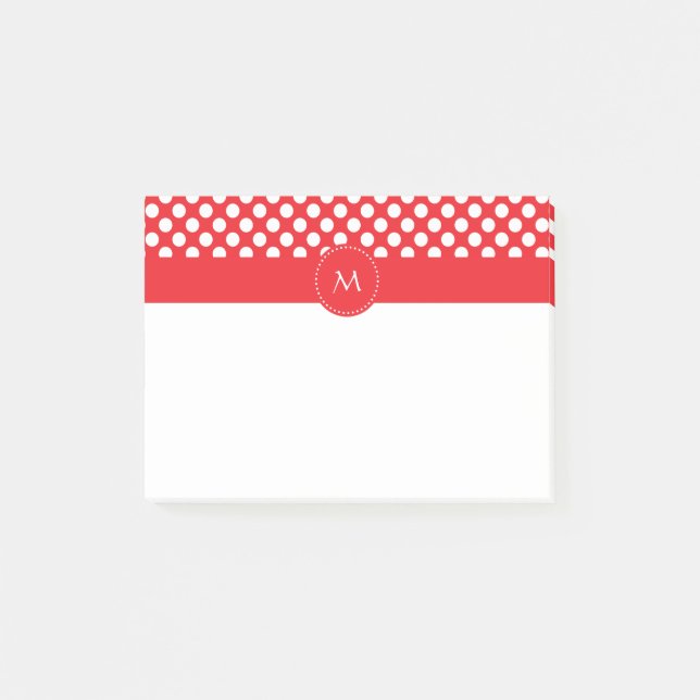 Monogrammed White and Red Polka Dot Post-it Block (Framsida)