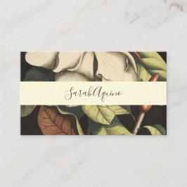 Monogrammed White Magnolia Blommigt Visitkort