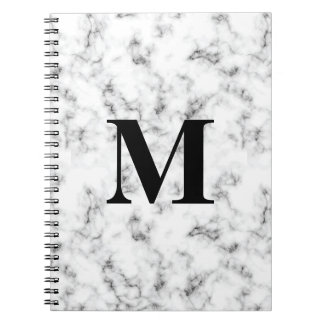 Monogrammed White Marble Mönster Anteckningsbok