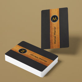 Monogrammed Wood Färg Rand på Black Spel Kort