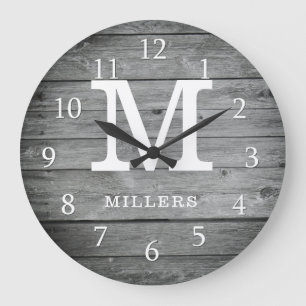 Monogrammed Wood lantbrukarhem Stor Klocka