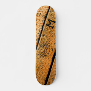 Monogrammed Wood Planks stämplade w "Made in USA" Skateboard Bräda 21,5 Cm