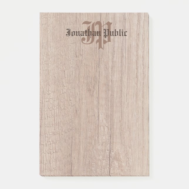 Monogrammed Wood-stil - gammal skriptmall Post-it Block (Framsida)