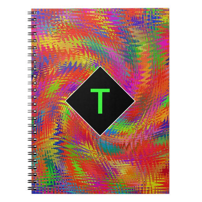 Monogrammed Woven Rainbow Anteckningsbok (Framsidan)