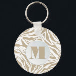 Monogrammed Zebra Animal Print Nyckelring<br><div class="desc">En nyckelkedja för snyggt har en inledande monogram på en brun och vit vild i mönster. Skapa dig själv eller ge som gåva. MATCHING-objekt i vår butik.</div>