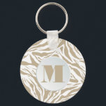 Monogrammed Zebra Animal Print Nyckelring<br><div class="desc">En nyckelkedja för snyggt har en inledande monogram på en brun och vit vild i mönster. Skapa dig själv eller ge som gåva. MATCHING-objekt i vår butik.</div>