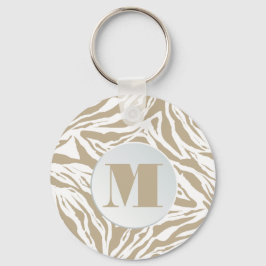 Monogrammed Zebra Animal Print Nyckelring