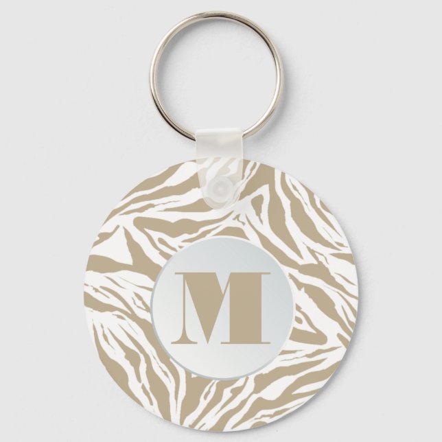 Monogrammed Zebra Animal Print Nyckelring (Framsida)
